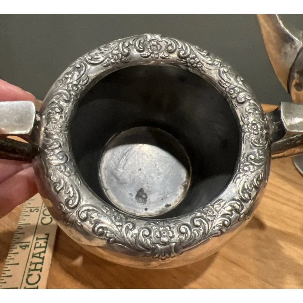 Vintage Forbes Silver Co 244 Tea Set 4 Piece Teapot, Sugar Bowls, Creamer